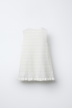 ZARA ТРИКОТАЖНОЕ ПЛАТЬЕ В ЦВЕТОЧЕК, БЕЛЫЙ