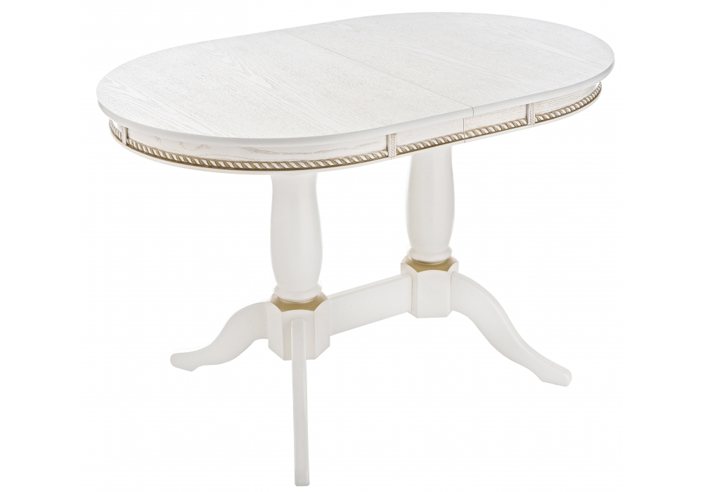 Стол деревянный Woodville Кантри 120 молочный, золотая патина