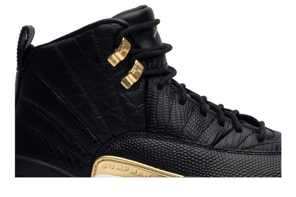 Кроссовки Jordan Air Jordan 12 Retro Black Metallic Gold White (Женская размерная сетка)