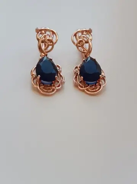 Серьги серебряные с корундом "сапфир"