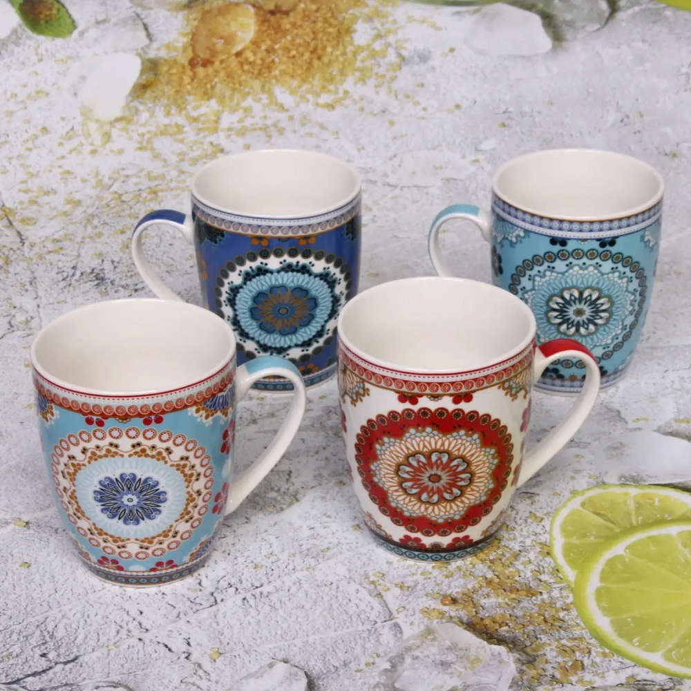 Кружка керамическая 350мл «Восточный цветок» микс