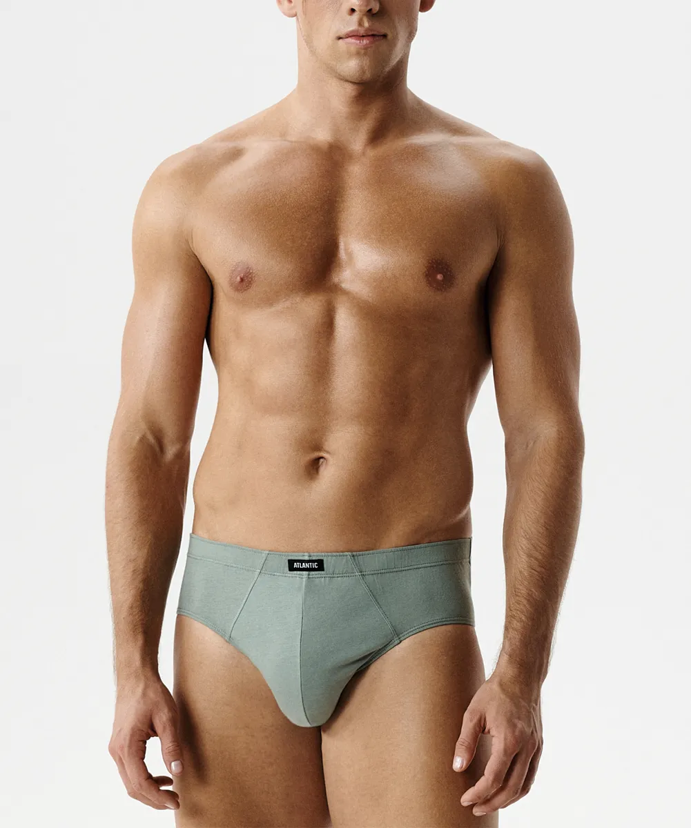 Мужские трусы слипы классика Atlantic, набор 2 шт., хлопок, светло-зеленые + графитовые, 2RMP-006