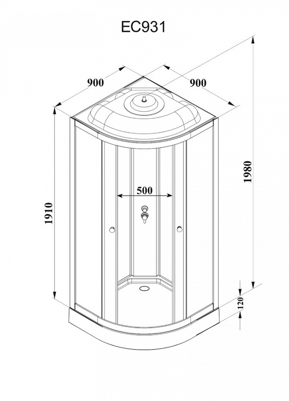Душевая кабина PARLY EC931 (90х90х210)