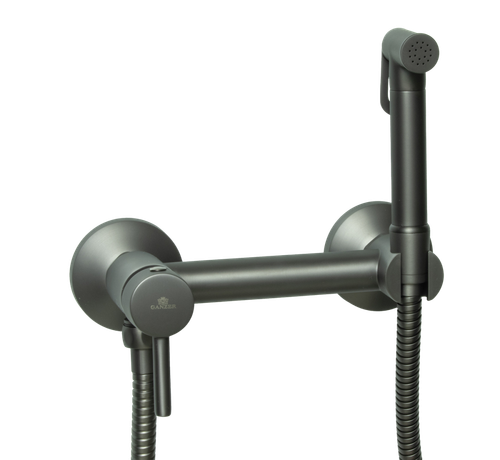 12202-Q Set Смеситель для гиг. душа КРУГ (ГРАФИТ)  GANZER  (10/1шт)