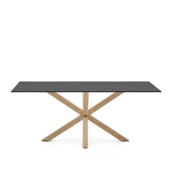 Argo Стол обеденный со стальными ножками Wofect и столешницей из черного стекла 200x100