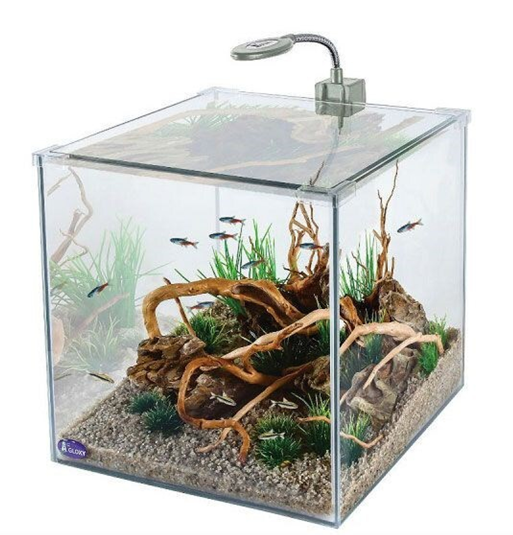 Аквариум Gloxy Optic Set-27, 30х30х30см, 27л, светильник, грунт + фильтр в подарок