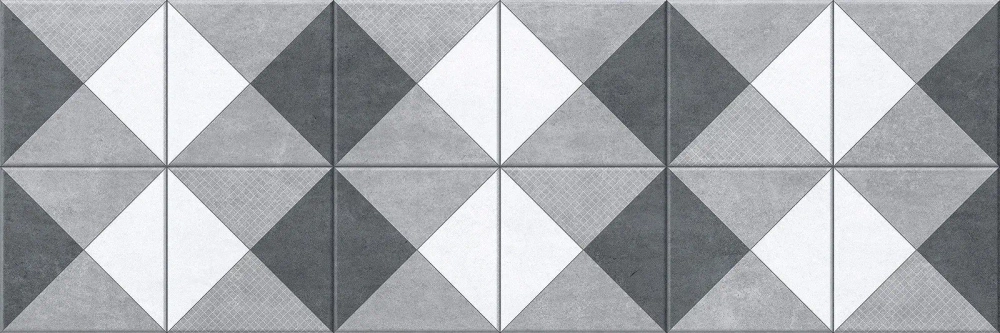 Настенная плитка Alma Ceramica TWU93ORG27R Origami 30x90 серая / белая матовая под мозаику с орнаментом