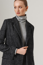 0107 Пальто женское (темно-серый елочка)