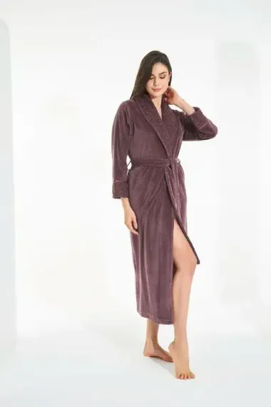 Халат женский велюровый 0511 сухая роза NUSA Турция