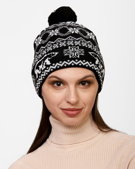Женская шапка PRIVAL  с отворотом АРКТИКА черный