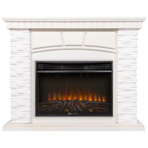 Портал Firelight Porto 25 камень белый, шпон беленый дуб купить в Москве и Московской области по низкой цене с доставкой по России — (2) Портал Firelight Porto 25 камень белый, шпон беленый дуб — (2)