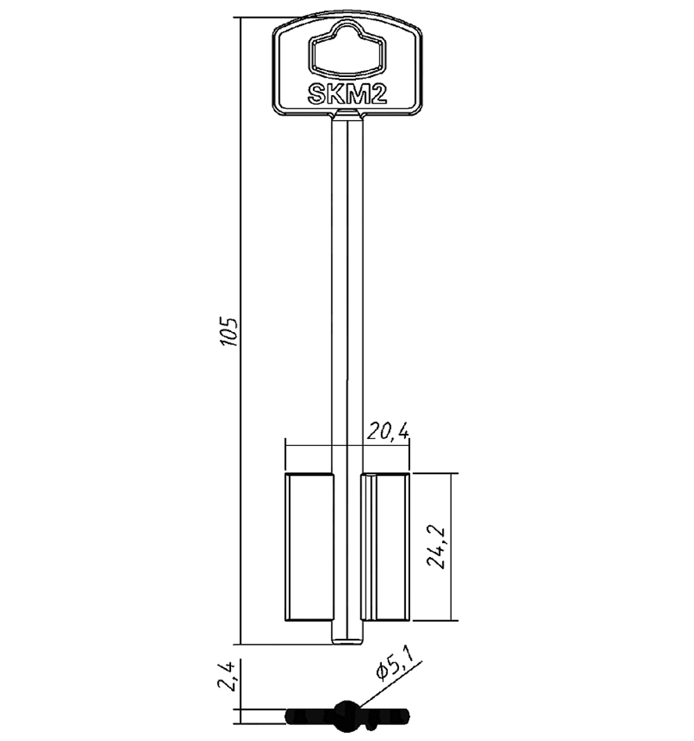 Заготовка сувальдного ключа 10692 SKM2D СК2