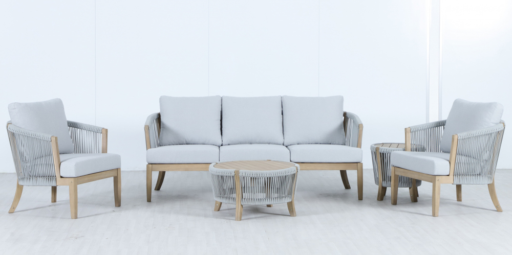 Столик деревянный кофейный Tagliamento Veneto, светлый тик, серый