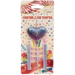 Свечи для торта Цифра Воздушное сердце «7» (свечи 8 см, сердце 5*13 см)