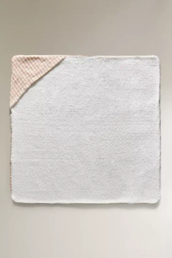 ZARA HOME ПОЛОТЕНЦЕ С КАПЮШОНОМ В КЛЕТКУ ДЛЯ ДЕТЕЙ, РОЗОВЫЙ