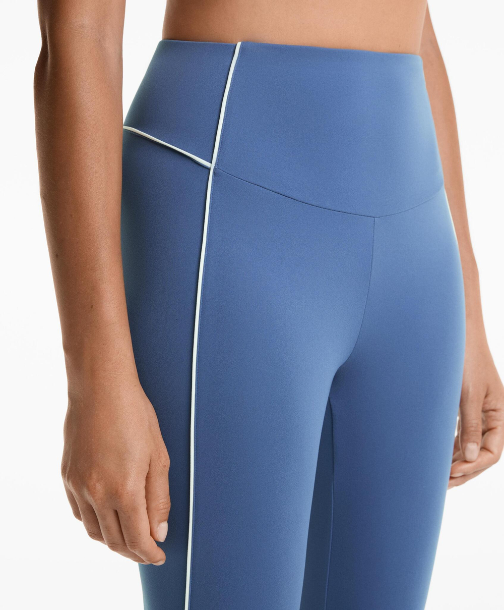 OYSHO Легинсы Comfortlux с высокой талией и окантовкой длиной 65 см до щиколотки, синий