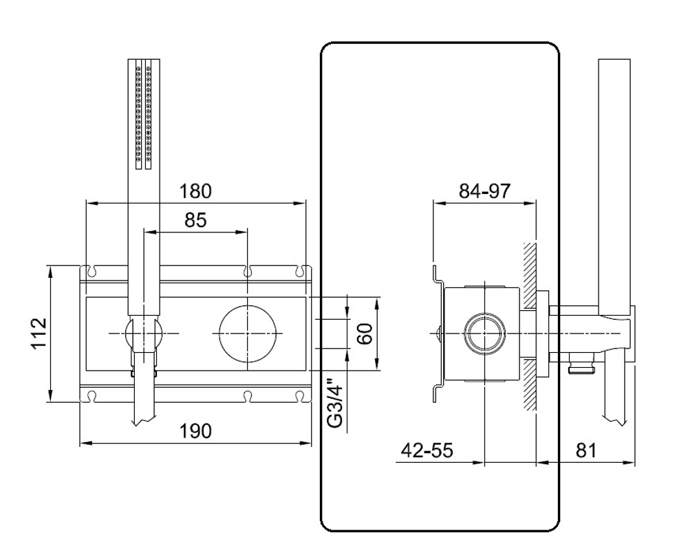 Fantini Встраиваемая часть для  набора с запорным вентилем и шланговым подсоединением 19 00 D221A