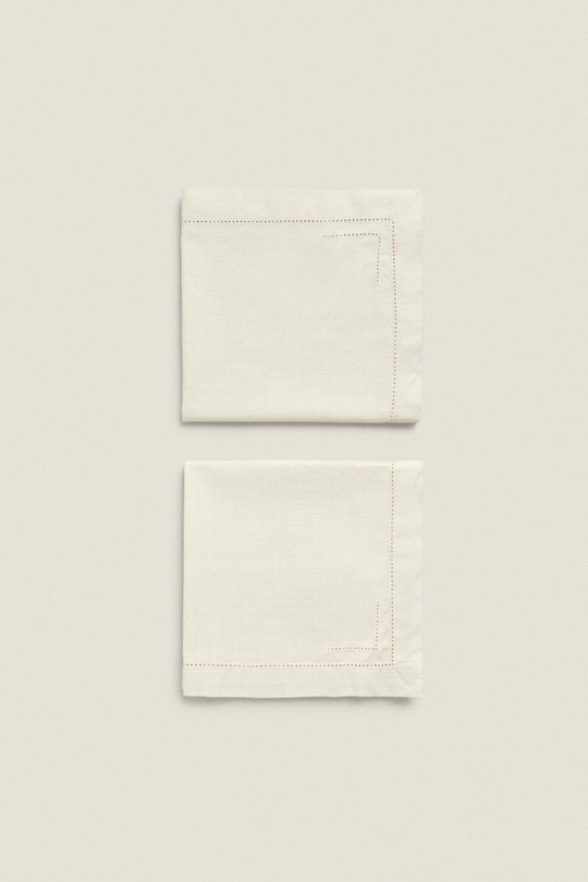 ZARA HOME АЖУРНАЯ ХЛОПКОВАЯ САЛФЕТКА (2 УПАКОВКИ), ЭКРЮ