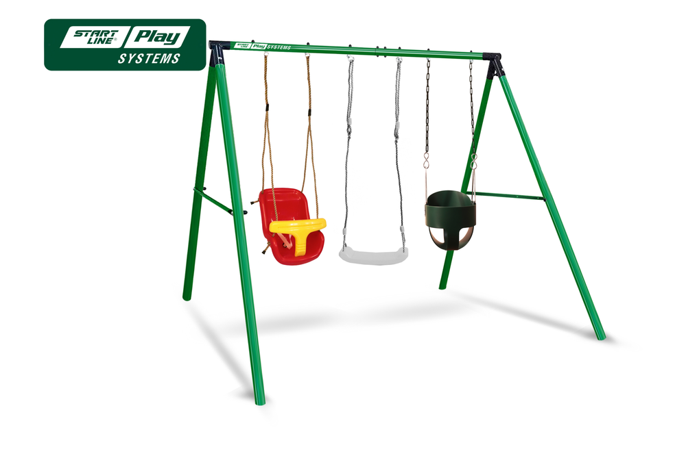Качели SLP SYSTEMS 3 секции + лодочка белое + качели с фиксацией зеленая + качели с фиксацией красно-желтое