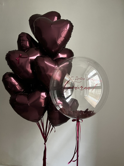 Набор для Мужчины 74 бордовые сердца