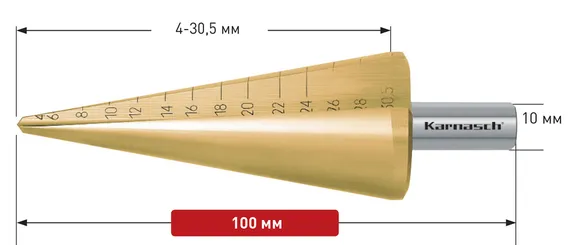 Коническое сверло Ø 4-30,5 мм, Karnasch, арт. 21.3015