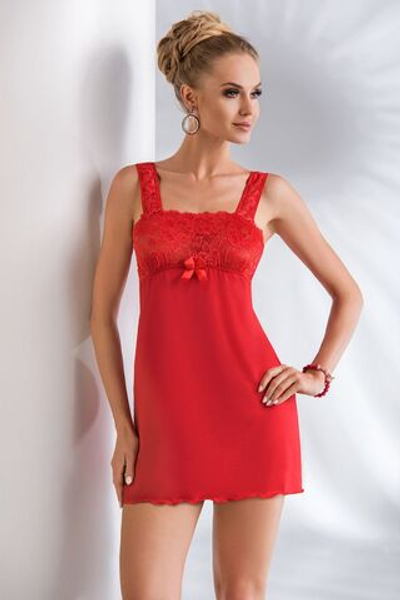 Сорочка Kinga с отделкой из кружева (Размер: XXL) (Цвет: красный)