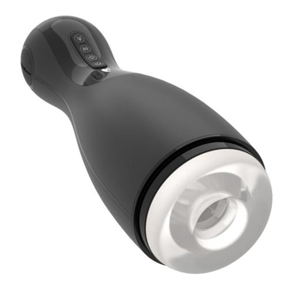 Черный вибромастурбатор с имитацией орального секса Amovibe Good Night Pro Squeezing, Sucking & Vibrating Masturbator