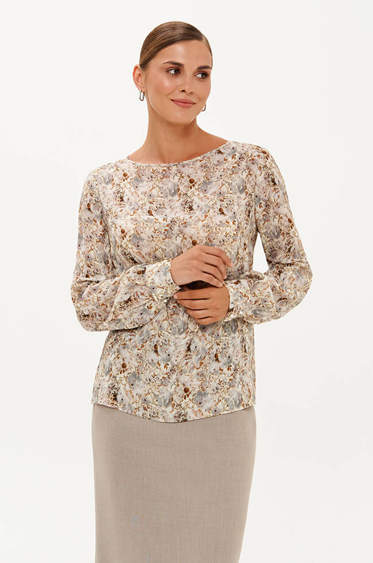 23456 Блузка женская (бежевый принт)