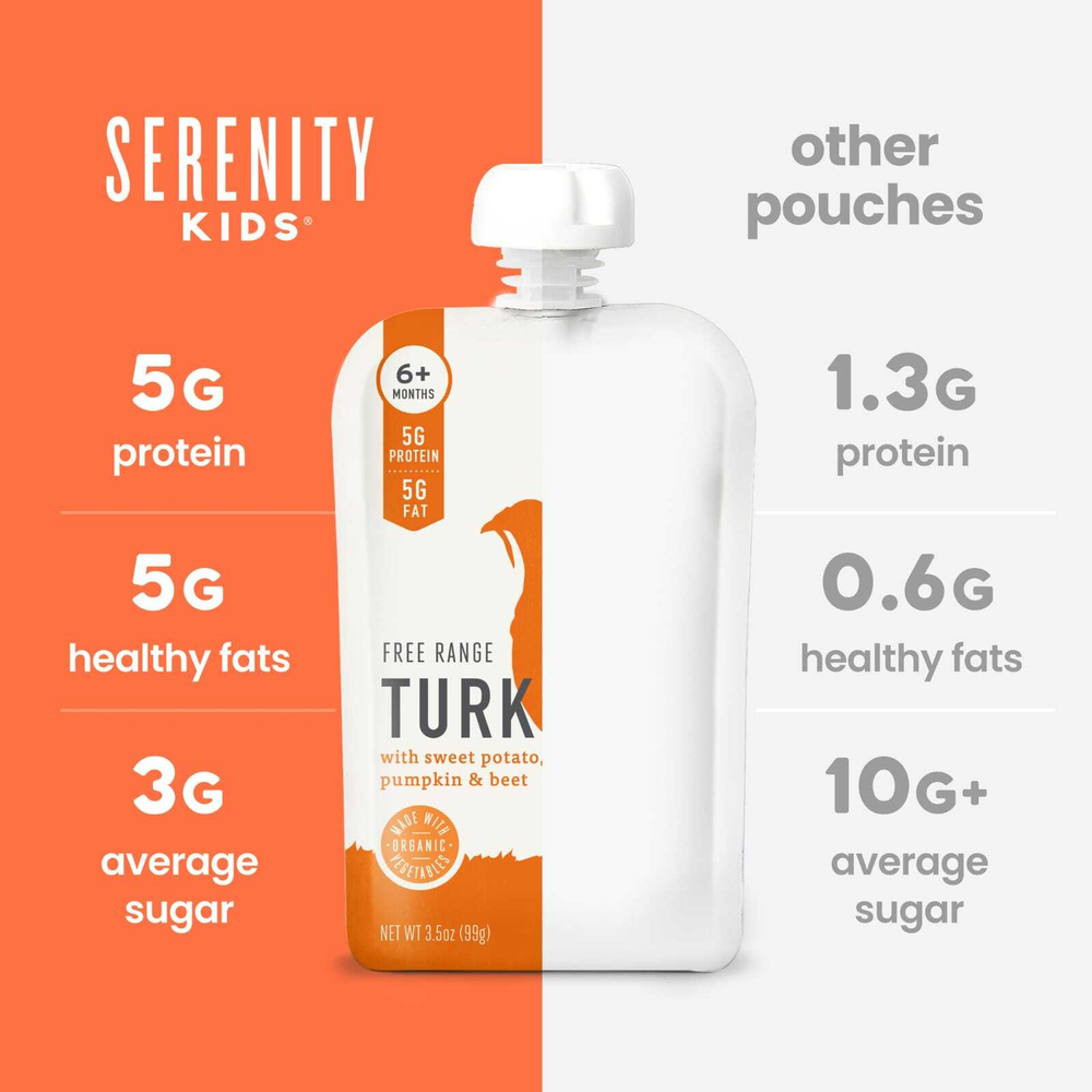 Serenity Kids, Фермерская индейка с бататом, тыквой и свеклой, для детей от 6 месяцев, 99 г (3,5 унции)