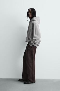 ZARA БАЗОВОЕ ХУДИ HEAVYWEIGHT, СЕРЫЙ МЕЛАНЖ