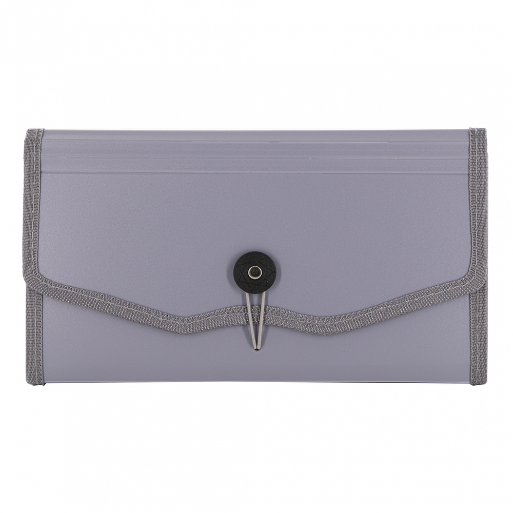 Папка-картотека Alingar, 260х140 мм, на пуговице, пластик, 900 мкм,12 отделений, серый