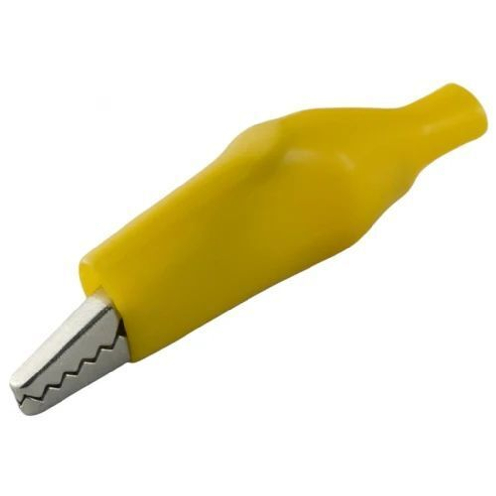 Зажим крокодил для проводов изолированный 27мм (Желтый) - 10шт