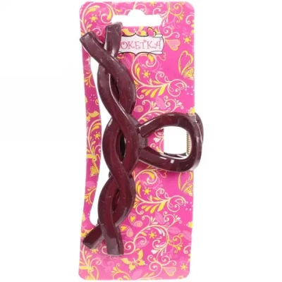 Заколка-краб для волос на блистере «Magic Gloss», косичка, микс 6 цветов, 11см