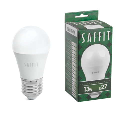 Лампа светодиодная LED SAFFIT шарик SBG4513 13W Е27 G45 4000K 1070Лм