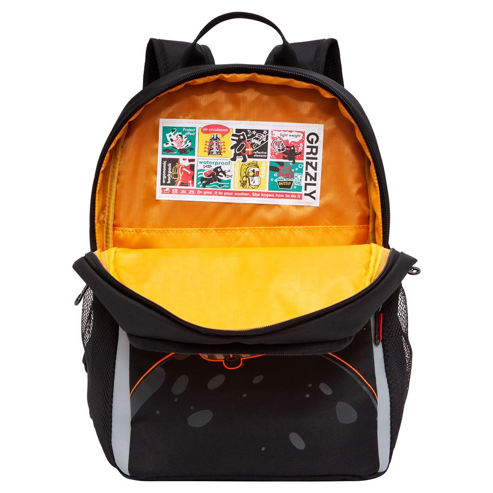 Рюкзак Grizzly, 29*38*17см, 2 отделения, 2 кармана, уплотненная спинка, черный-оранжевый