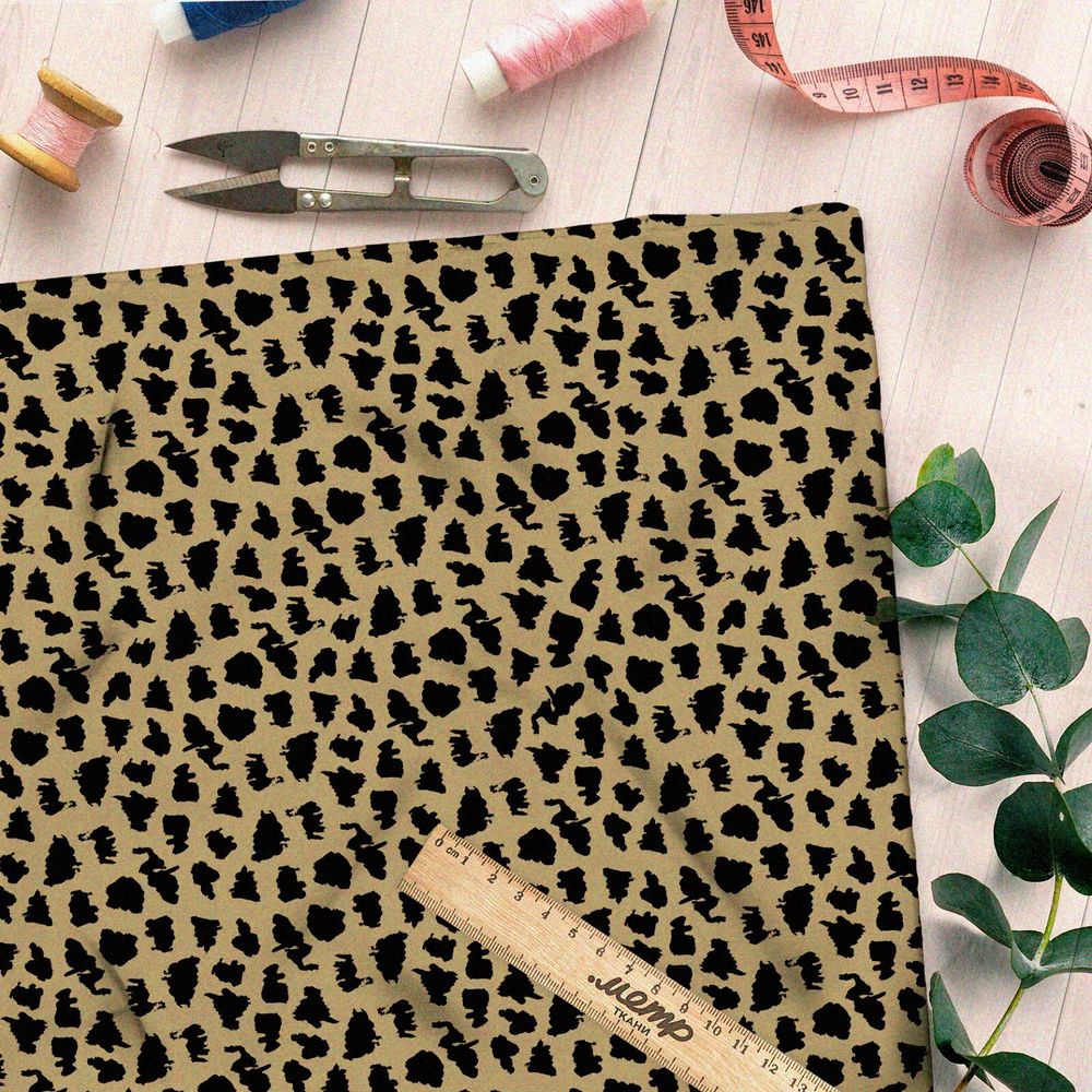 Ткань ниагара мелкий коричневый гепардный принт