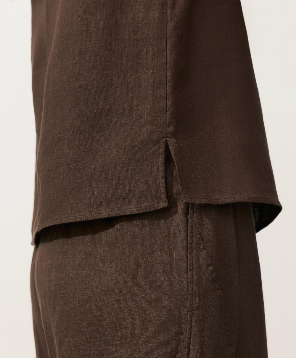 Oysho Топ из 100% льна, темно-коричневый