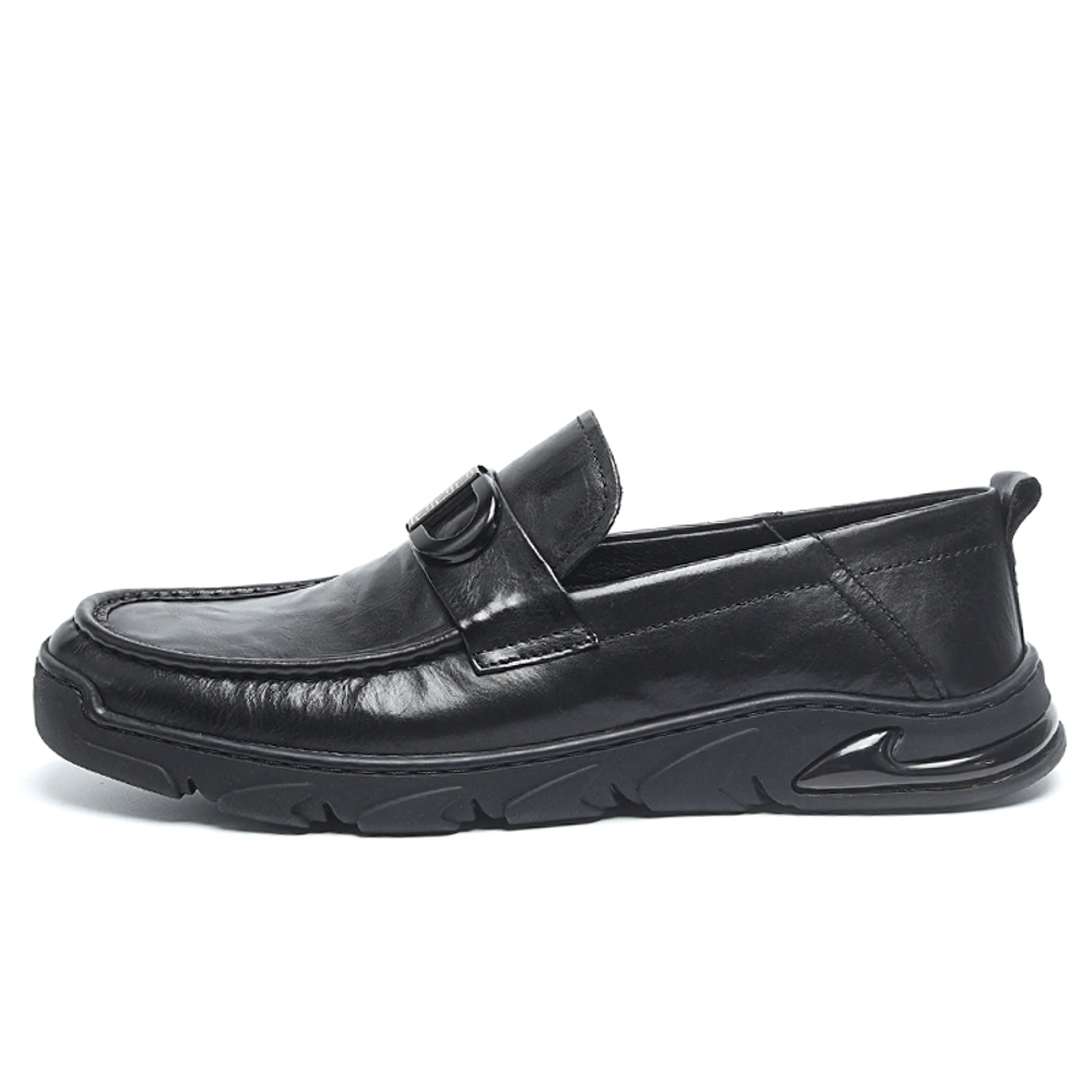 Bansley Top Grain Cow Leather Gommino Loafers Men"s Black