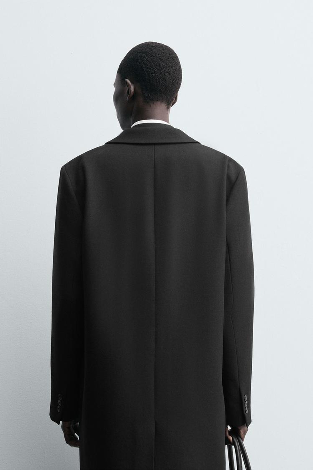 ZARA ЛЕГКОЕ ШЕРСТЯНОЕ ПАЛЬТО, ЧЕРНЫЙ