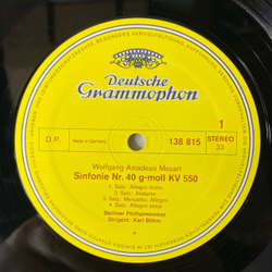 Винтажная виниловая пластинка LP Mozart Моцарт, Berliner Philharmoniker Karl Bohm Симфония Symphonien Nr. 40 G-Moll (In G Minor) Nr. 41 Jupiter Юпитер (Германия 1977) Deutsche Grammophon