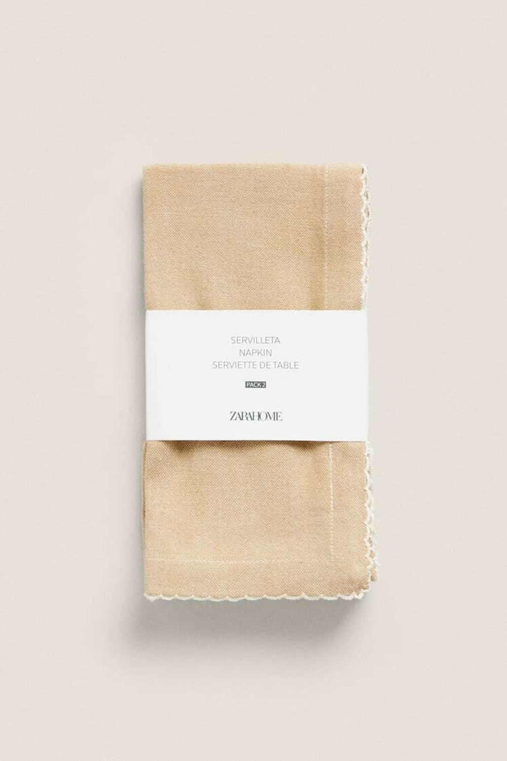 ZARA HOME САЛФЕТКИ С ЗУБЧАТЫМИ КРАЯМИ (УПАКОВКА ИЗ 2 ШТУК), ОХРА