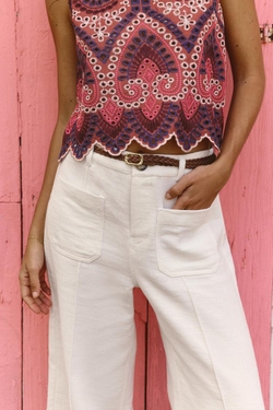 ZARA БРЮКИ-КЮЛОТЫ С ПЛЕТЕНЫМ РЕМНЕМ, ЭКРЮ