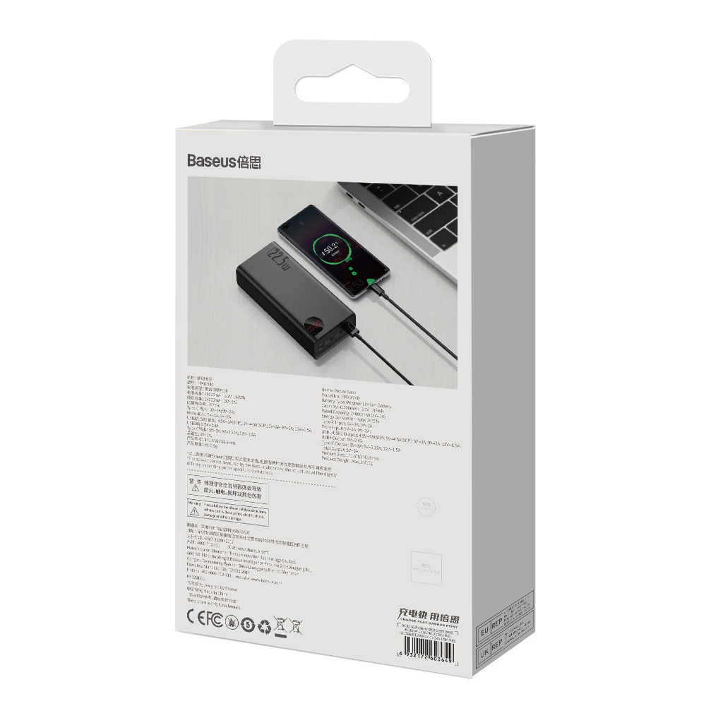 Внешний аккумулятор Baseus Adaman Digital Display Fast Charge Power Bank C+3U 40000mAh 22.5W