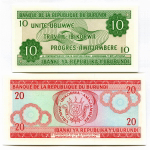 Банкноты Бурунди 2 шт (10 и 20 франков) 2005 год. UNC