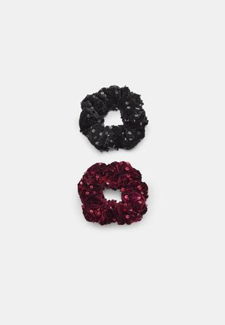 STRADIVARIUS Набор из 2 бархатных резинок для волос с пайетками, черный