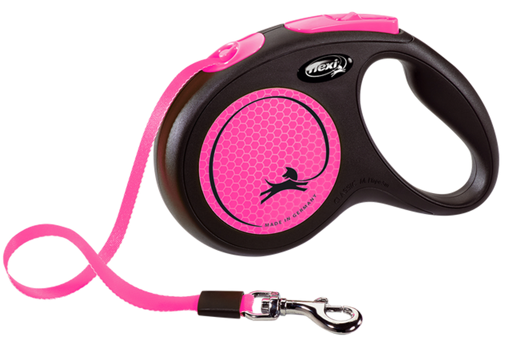 Поводок-рулетка Flexi New Neon tape S 5m 15kg pink
