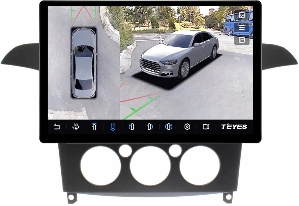 Магнитола для Ford S-Max, Galaxy 2 2006-2015 (кондиционер) - Teyes CC3-2K-360 монитор 13" 2K QLED на Android 10, 6Гб+128Гб, CarPlay, 4G SIM-слот, 4 камеры в комплекте