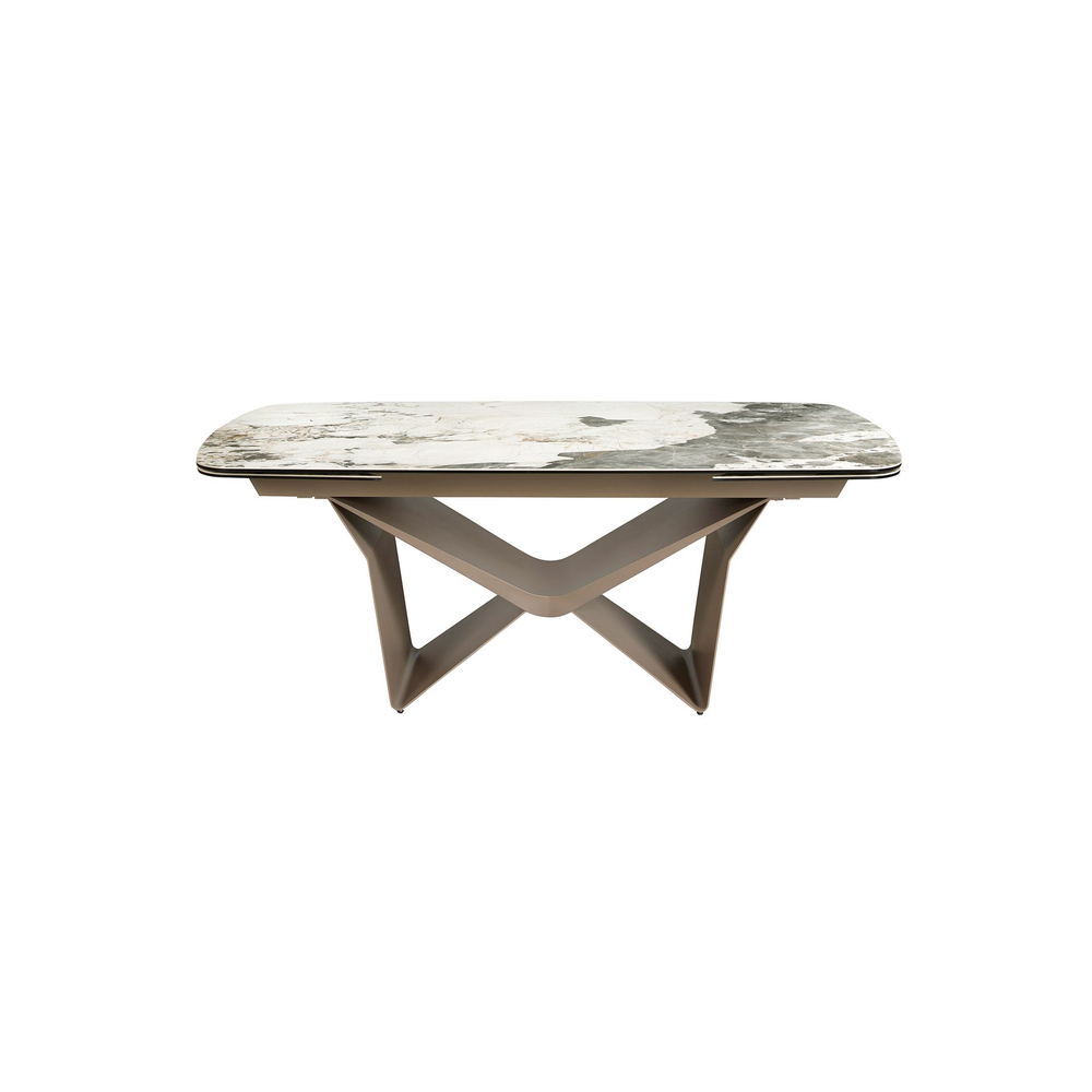 Овальный раздвижной обеденный стол 1154 из керамики в отделке под мрамор