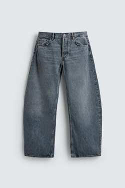 ZARA ДЖИНСЫ BARREL FIT, ЛИНЯЛЫЙ СИНИЙ
