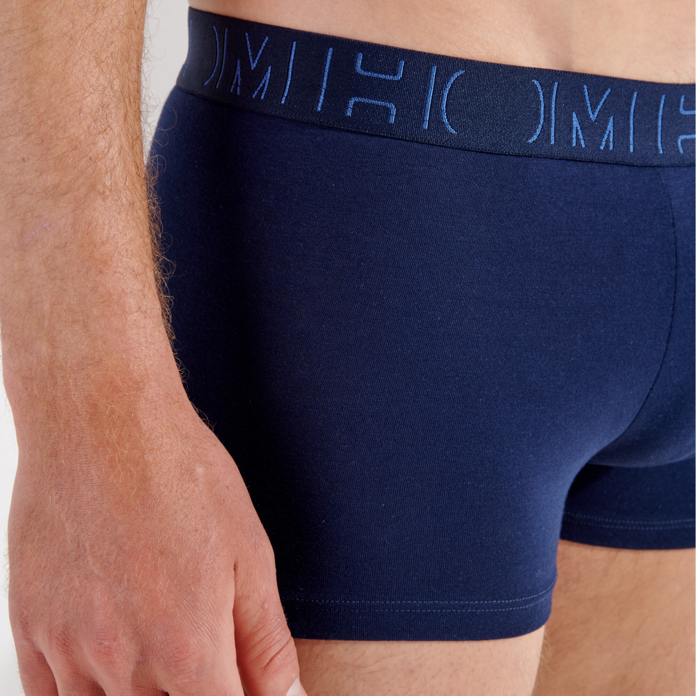 Мужские трусы боксеры набор из 3-х штук (1 шт темно-синие с принтом, 2 шт темно-синие) HOM GIANGI #2 Boxer Briefs 3p 402731_40T037